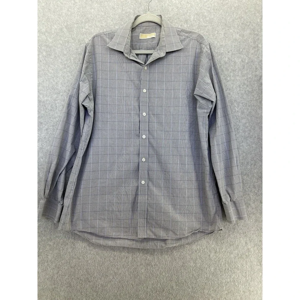 Michael Kors Men's Button Down Shirt Long Sleeve Size 16 1/2 Micro Check Cotton - Picture 9 of 12